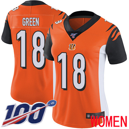 Cincinnati Bengals Limited Orange Women A J Green Alternate Jersey NFL Footballl 18 100th Season Vapor Untouchable